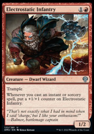 (122) Magic The Gathering Dominaria United Single: Electrostatic Infantry Holo Uncommon