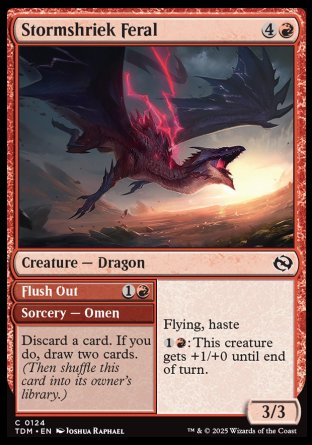 (124) Magic The Gathering Tarkir: Dragonstorm Single: Stormshriek Feral // Flush Out  Common