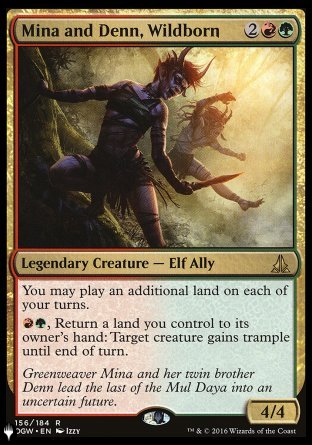 (156) Magic The Gathering The List Single: Mina and Denn, Wildborn  Rare