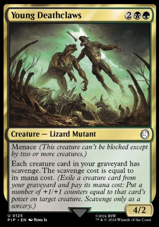 (125) Magic The Gathering Universes Beyond: Fallout Single: Young Deathclaws  Holo Uncommon