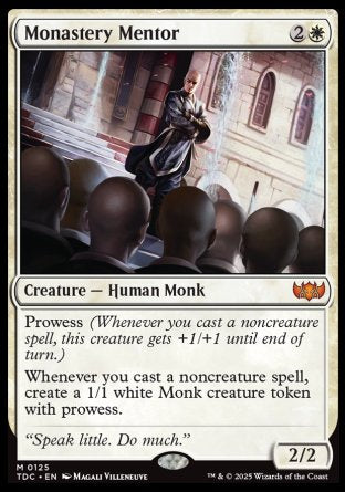 (125) Magic The Gathering Commander: Tarkir: Dragonstorm Single: Monastery Mentor  Mythic