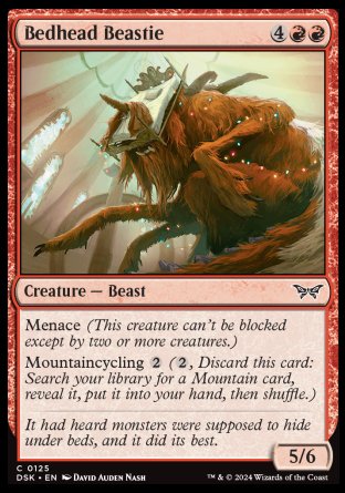 (125) Magic The Gathering Duskmourn: House of Horror Single: Bedhead Beastie Holo Common