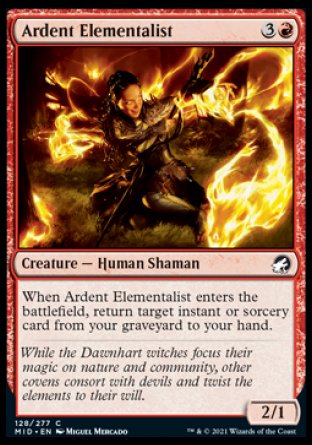 (128) Magic The Gathering Innistrad: Midnight Hunt Single: Ardent Elementalist  Common