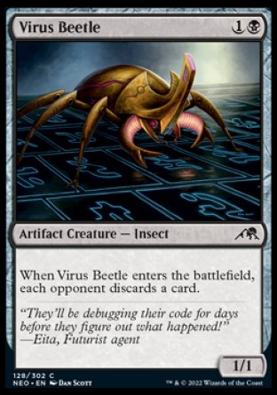 (128) Magic The Gathering Kamigawa: Neon Dynasty Single: Virus Beetle Holo Common