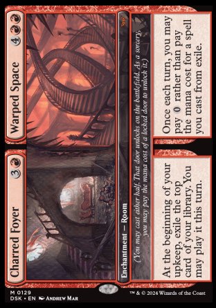 (129) Magic The Gathering Duskmourn: House of Horror Single: Charred Foyer // Warped Space  Mythic