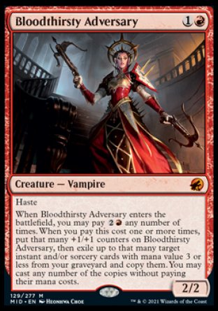 (129) Magic The Gathering Innistrad: Midnight Hunt Single: Bloodthirsty Adversary Holo Mythic