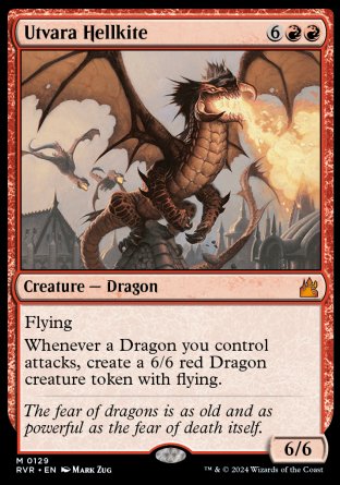 (129) Magic The Gathering Ravnica Remastered Single: Utvara Hellkite  Holo Mythic