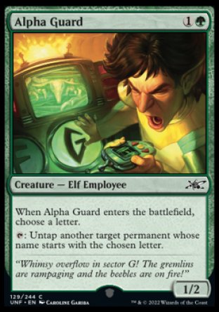 (129) Magic The Gathering Unfinity Single: Alpha Guard Holo Common