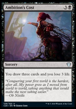 (129/322) Magic The Gathering Commander: Ikoria Single: Ambition's Cost  Uncommon