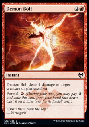 (129/285) Magic The Gathering Kaldheim Single: Demon Bolt Holo Common