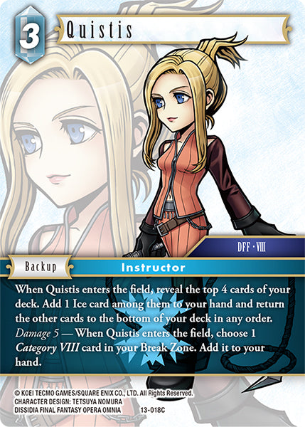 (018) Final Fantasy TCG Opus XIII: Crystal Radiance Single: Quistis (13-018) Holo Common