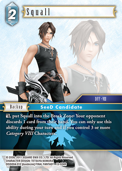(024) Final Fantasy TCG Opus XIII: Crystal Radiance Single: Squall (13-024)  Rare