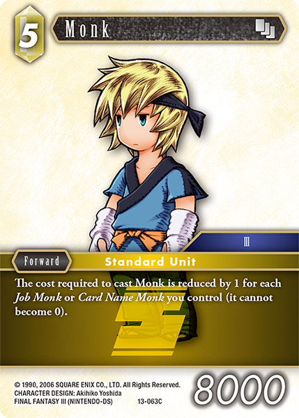 (063) Final Fantasy TCG Opus XIII: Crystal Radiance Single: Monk (13-063)  Common