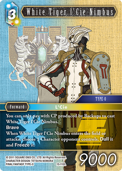 (112) Final Fantasy TCG Opus XIII: Crystal Radiance Single: White Tiger l'Cie Nimbus (13-112) Holo Legend