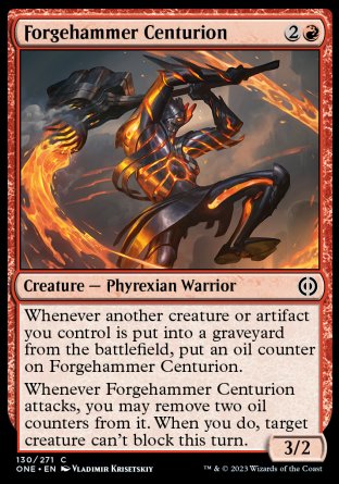 (130) Magic The Gathering Phyrexia: All Will Be One Single: Forgehammer Centurion Holo Common