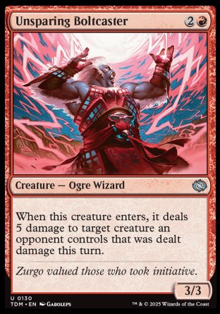 (130) Magic The Gathering Tarkir: Dragonstorm Single: Unsparing Boltcaster Holo Uncommon