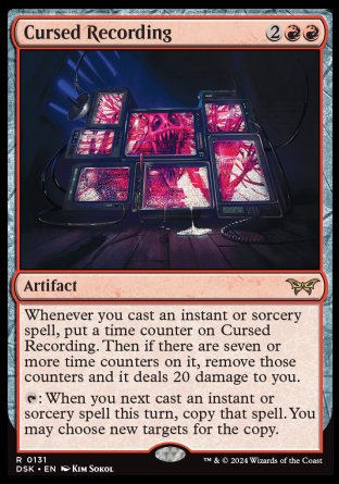 (131) Magic The Gathering Duskmourn: House of Horror Single: Cursed Recording Holo Rare