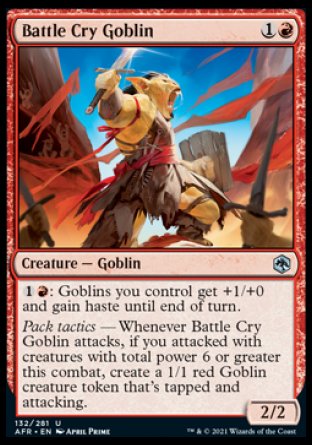(132) Magic The Gathering Adventures in the Forgotten Realms Single: Battle Cry Goblin Holo Uncommon