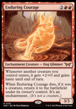 (133) Magic The Gathering Duskmourn: House of Horror Single: Enduring Courage Holo Rare