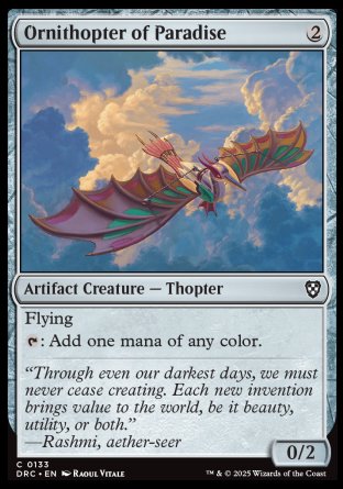 (133) Magic The Gathering Commander: Aetherdrift Single: Ornithopter of Paradise  Common