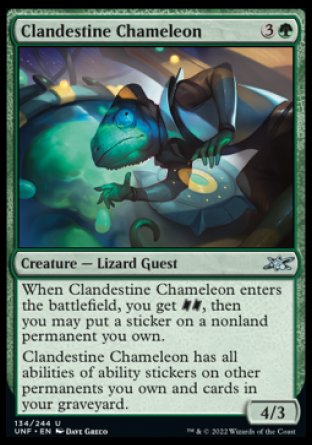 (134) Magic The Gathering Unfinity Single: Clandestine Chameleon  Uncommon