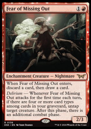 (136) Magic The Gathering Duskmourn: House of Horror Single: Fear of Missing Out Holo Rare