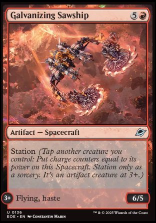 (136) Magic The Gathering Edge of Eternities Single: Galvanizing Sawship Holo Uncommon