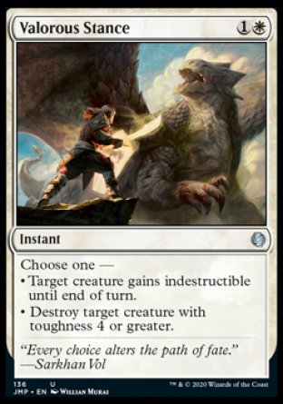 (136) Magic The Gathering Jumpstart Single: Valorous Stance  Uncommon