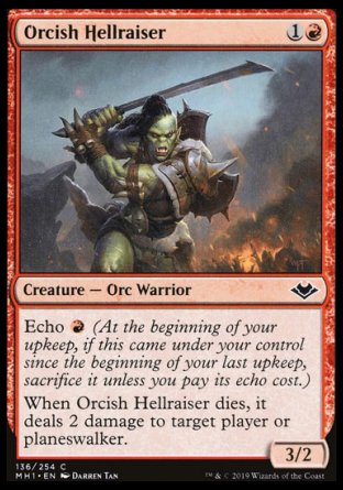 (136/254) Magic The Gathering Modern Horizons Single: Orcish Hellraiser Holo Common