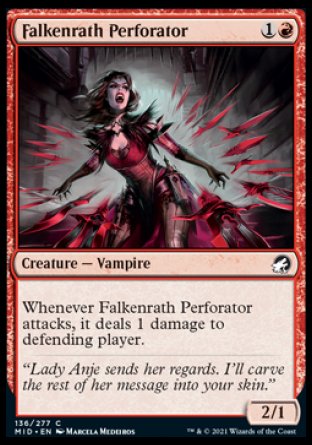 (136) Magic The Gathering Innistrad: Midnight Hunt Single: Falkenrath Perforator Holo Common