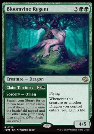 (136) Magic The Gathering Tarkir: Dragonstorm: Promos Single: Bloomvine Regent // Claim Territory (V.2)  Holo Rare