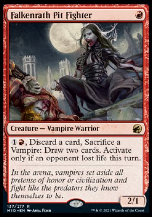 (137) Magic The Gathering Innistrad: Midnight Hunt Single: Falkenrath Pit Fighter  Rare