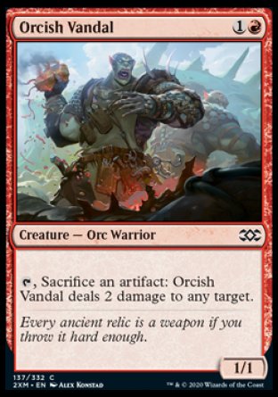(137/332) Magic The Gathering Double Masters Single: Orcish Vandal Holo Common