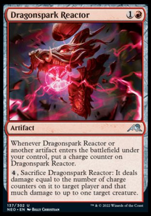 (137) Magic The Gathering Kamigawa: Neon Dynasty Single: Dragonspark Reactor Holo Uncommon