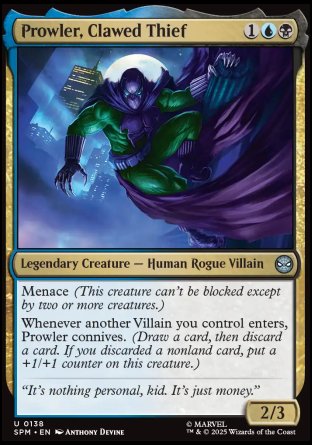 (138) Magic The Gathering Magic: The Gathering | Marvel's Spider-Man Single: Prowler, Clawed Thief  Uncommon