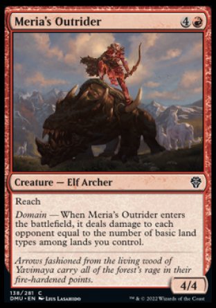 (138) Magic The Gathering Dominaria United Single: Meria's Outrider Holo Common