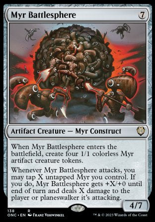 (138) Magic The Gathering Commander: Phyrexia: All Will Be One Single: Myr Battlesphere  Rare
