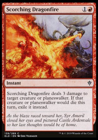 (139/269) Magic The Gathering Throne of Eldraine Single: Scorching Dragonfire Holo Common