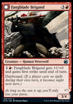 (139) Magic The Gathering Innistrad: Midnight Hunt Single: Fangblade Brigand // Fangblade Eviscerator  Uncommon