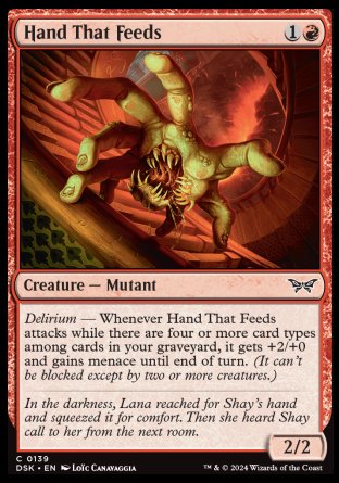 (139) Magic The Gathering Duskmourn: House of Horror Single: Hand That Feeds  Common