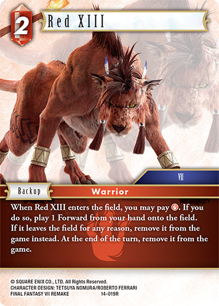(019) Final Fantasy TCG Opus XIV: Crystal Abyss Single: Red XIII (14-019)  Rare
