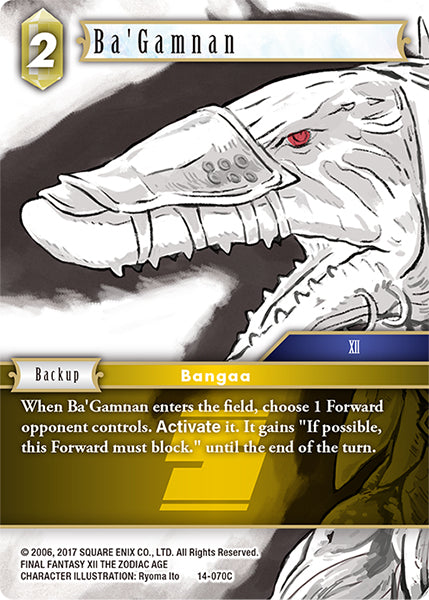(070) Final Fantasy TCG Opus XIV: Crystal Abyss Single: Ba'Gamnan (14-070) (V.1) Holo Common