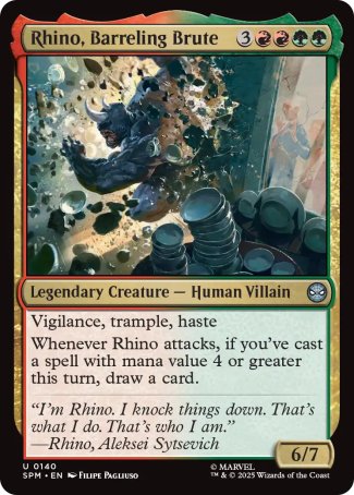 (140) Magic The Gathering Magic: The Gathering | Marvel's Spider-Man Single: Rhino, Barreling Brute  Uncommon