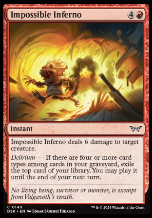 (140) Magic The Gathering Duskmourn: House of Horror Single: Impossible Inferno Holo Common