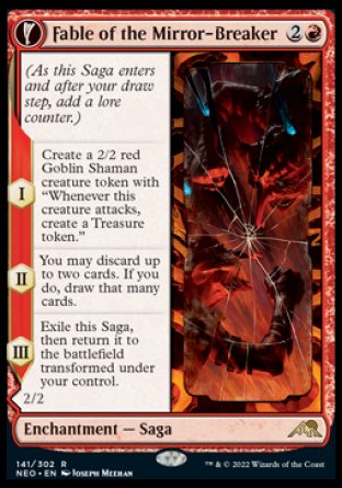 (141) Magic The Gathering Kamigawa: Neon Dynasty Single: Fable of the Mirror-Breaker // Reflection of Kiki-Jiki Holo Rare