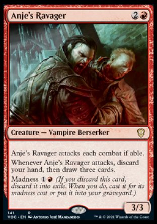 (141) Magic The Gathering Commander: Innistrad: Crimson Vow Single: Anje's Ravager  Rare
