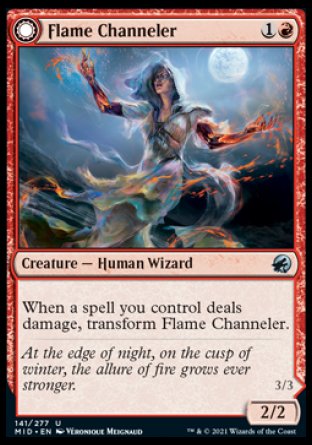 (141) Magic The Gathering Innistrad: Midnight Hunt Single: Flame Channeler // Embodiment of Flame  Uncommon