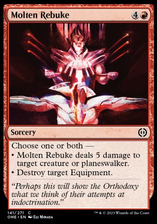 (141) Magic The Gathering Phyrexia: All Will Be One Single: Molten Rebuke Holo Common