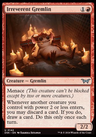 (142) Magic The Gathering Duskmourn: House of Horror Single: Irreverent Gremlin Holo Uncommon