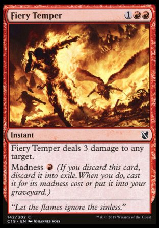 (142) Magic The Gathering Commander 2019 Single: Fiery Temper  Common